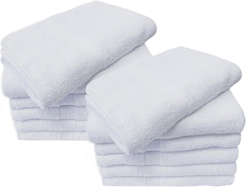 Towels N More 12 Pack 15X25 Hand Towels - White Soft 100% Cotton Ring Spun Loops - Highly Absorbent and Quick Drying Medium Towels Linen Essentials - Ideal for Bathroom, Spa, Travel, and Gym Use - Image 1